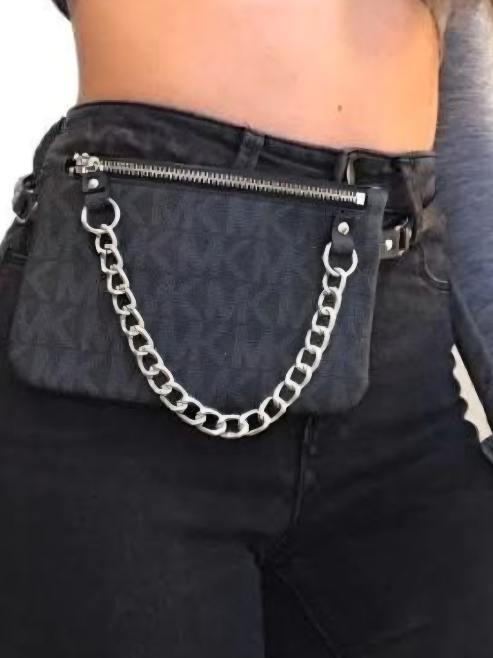 MK Black Chain Accent Fanny Pack( Size Small)